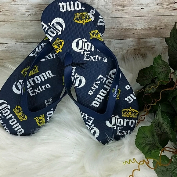 Corona Extra Other - Corona, Navy, white, gold flip flops, Sz S/M